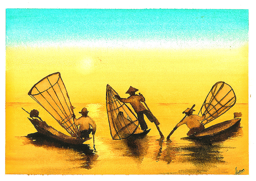 Sunset Symphony: The Fishermen of Inle